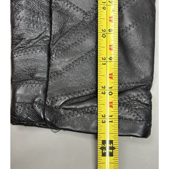 Navarre Leather Company Patchwork Piecework Coat Jacket Womens L Black Belted - Picture 12 of 16